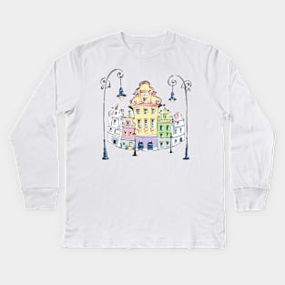 Old market square in Poznan, Poland Kids Long Sleeve T-Shirt